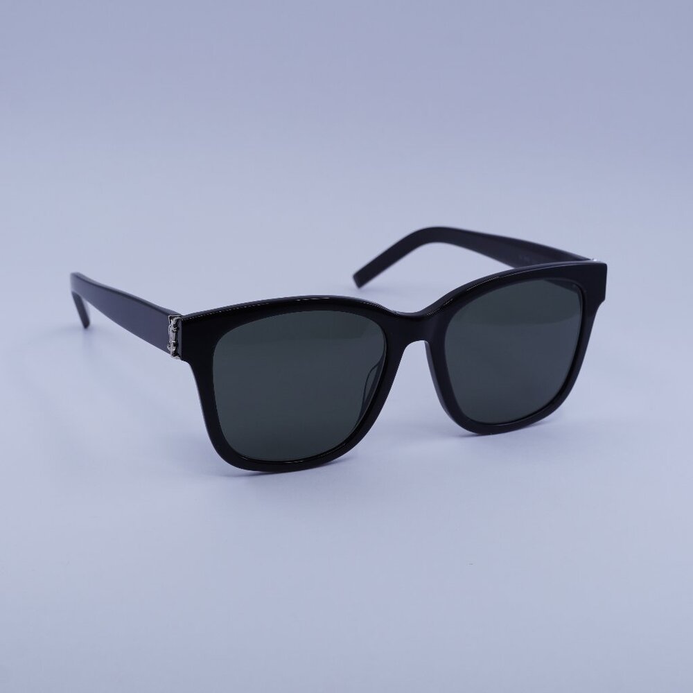 Saint Laurent SLM68 001 Sunglasses Black Square Frame, Grey Lenses
